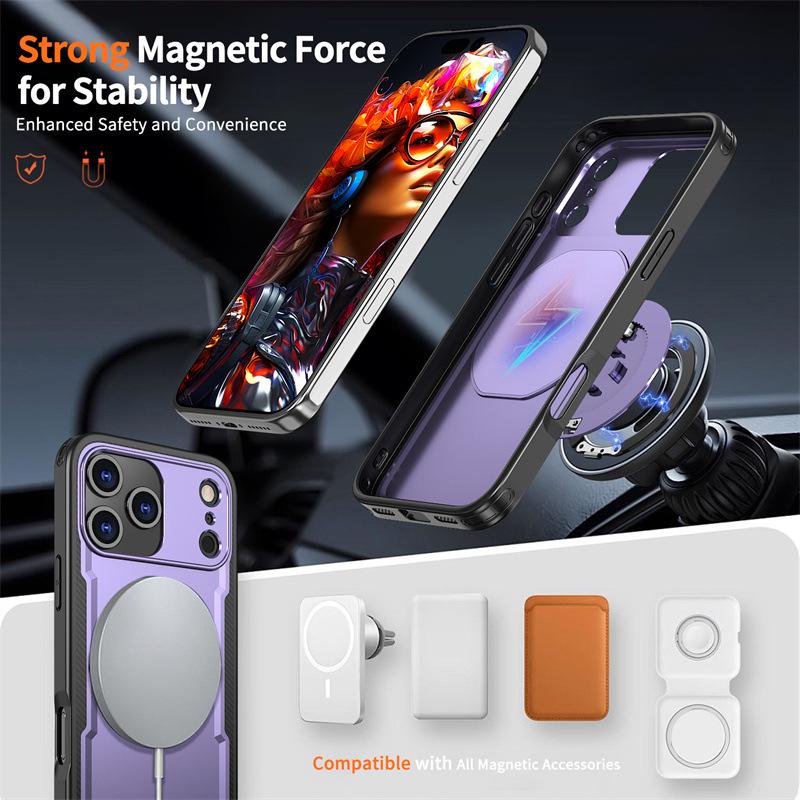 Magnetic Bracket Drop-Proof Phone Case for iPhone 17 Pro Max, Compatible with iPhone 17/16/15/14/13 Models