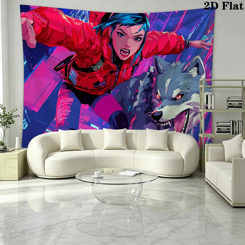 Wolf and Beauty Pattern Home Decor Tapestry, Wall Hanging, Decorative RV Wall Cloth.MGT0918405