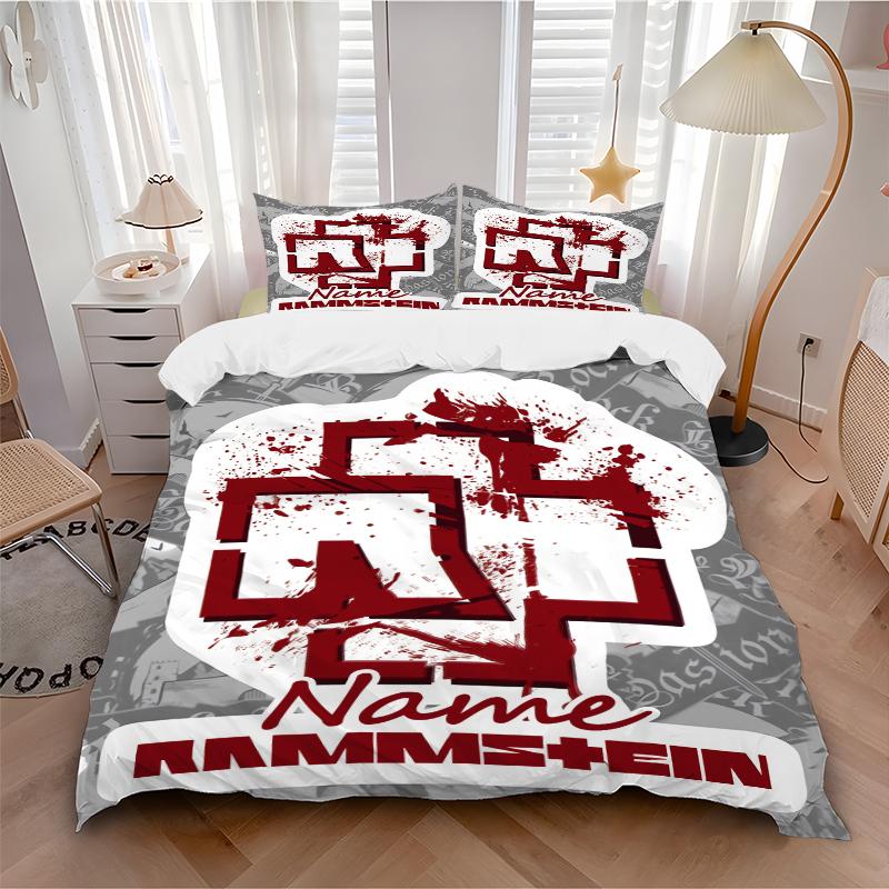 Custom Textile Rammstein Metal Bedding 3 Piece Set HD Print Duvet Cover Pillowcases for Teens Adult Bedroom Decoration