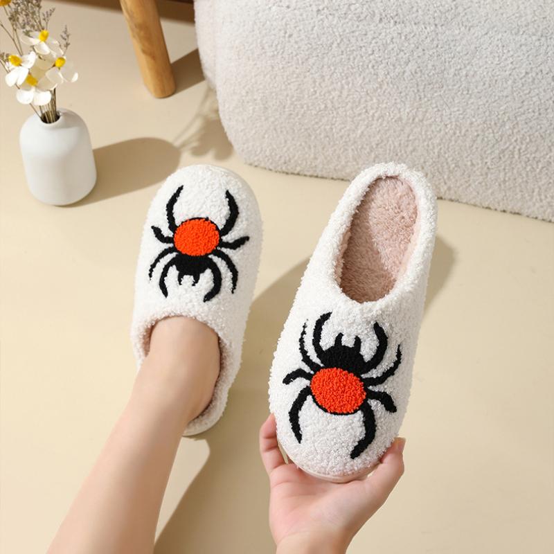 Fashion Halloween Baotou Slippers 2024 Autumn Winter New Cartoon Design Flat Bottom Anti Slip Indoor and Outdoor Wearing Cotton Shoes