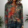Women's Casual Round Neck Long Sleeve Top with Halloween Print for Festive Occasions