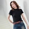 Chuyu Women's Soft Acetate Slim Fit Short Sleeve Crop Top