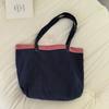 Grid Shoulder Bag Korean Style Canvas Tote Bag Soft Denim Handbag  Girls