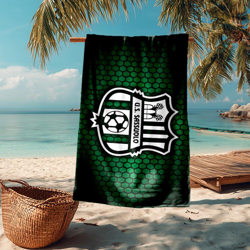 1PC Sassuolo Football Crest Design Beach Towel - Soft, Absorbent Microfiber, Lightweight, Ideal for The Beach, Parties, Travel, Camping fan gifts