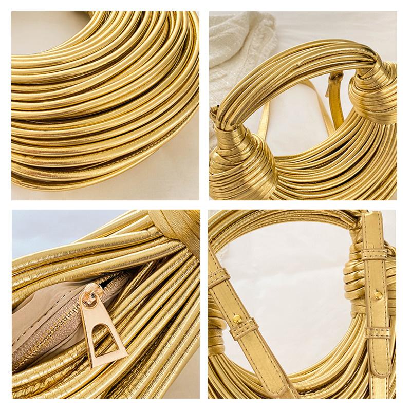Handbags For Women New Gold Luxury Designer Handwoven Noodle Bags Rope Knotted Pulled Hobo Silver Evening Clutch Chic