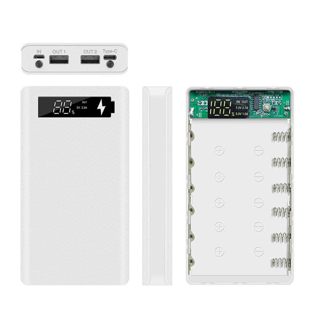 6 Slot 18650 Battery Charger for Case PD  Power Bank DIY Tools Battery Box