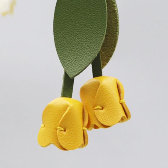 Nyckelring Hänge Imiterat Läder Tulpan Design Nyckelring Bilnyckelring Handväska Dekorativa Tillbehör