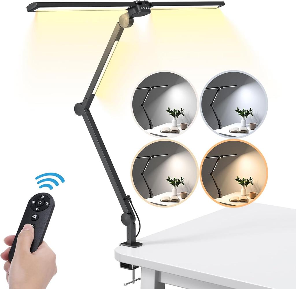 LED Ultra-bright Piano Lamp with Clip Foldable Lamp Arm Stepless Dimming Eye-Protecting Desk Lamp for Home Office PC Desk Light