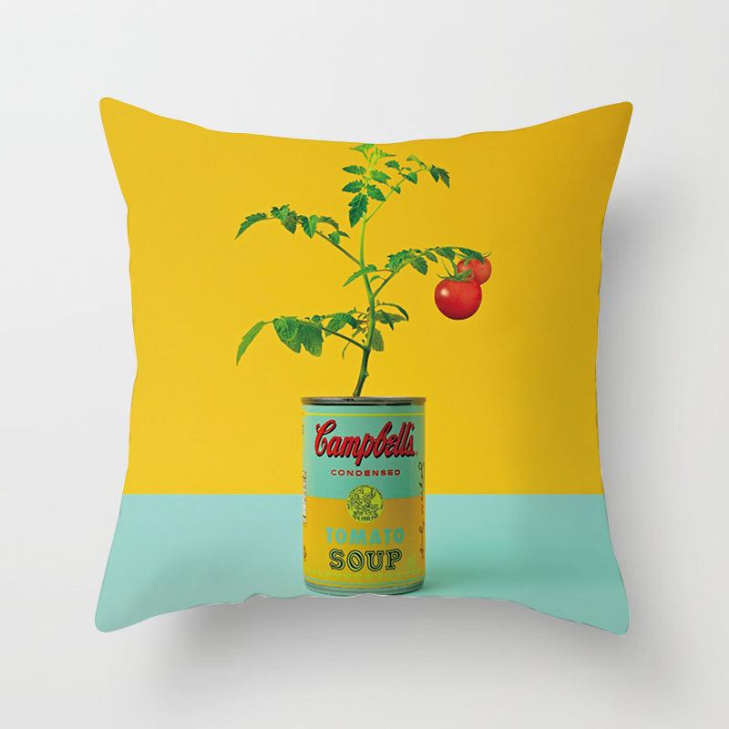Ins Small Fresh Plant Car Sofa Pillow Cushion Cover Office Printed Lumbar Cushion Home Supplies