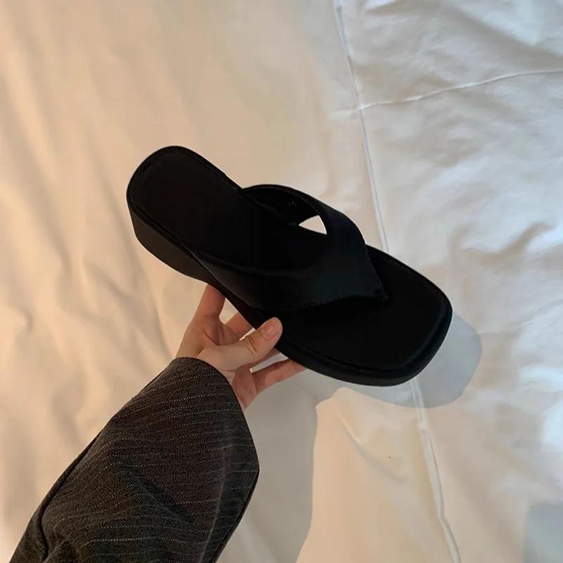 Street Style Summer Flip Flop Platform Heel Women Slippers Outdoor Dress Ladies Height Increase Slides Shoes