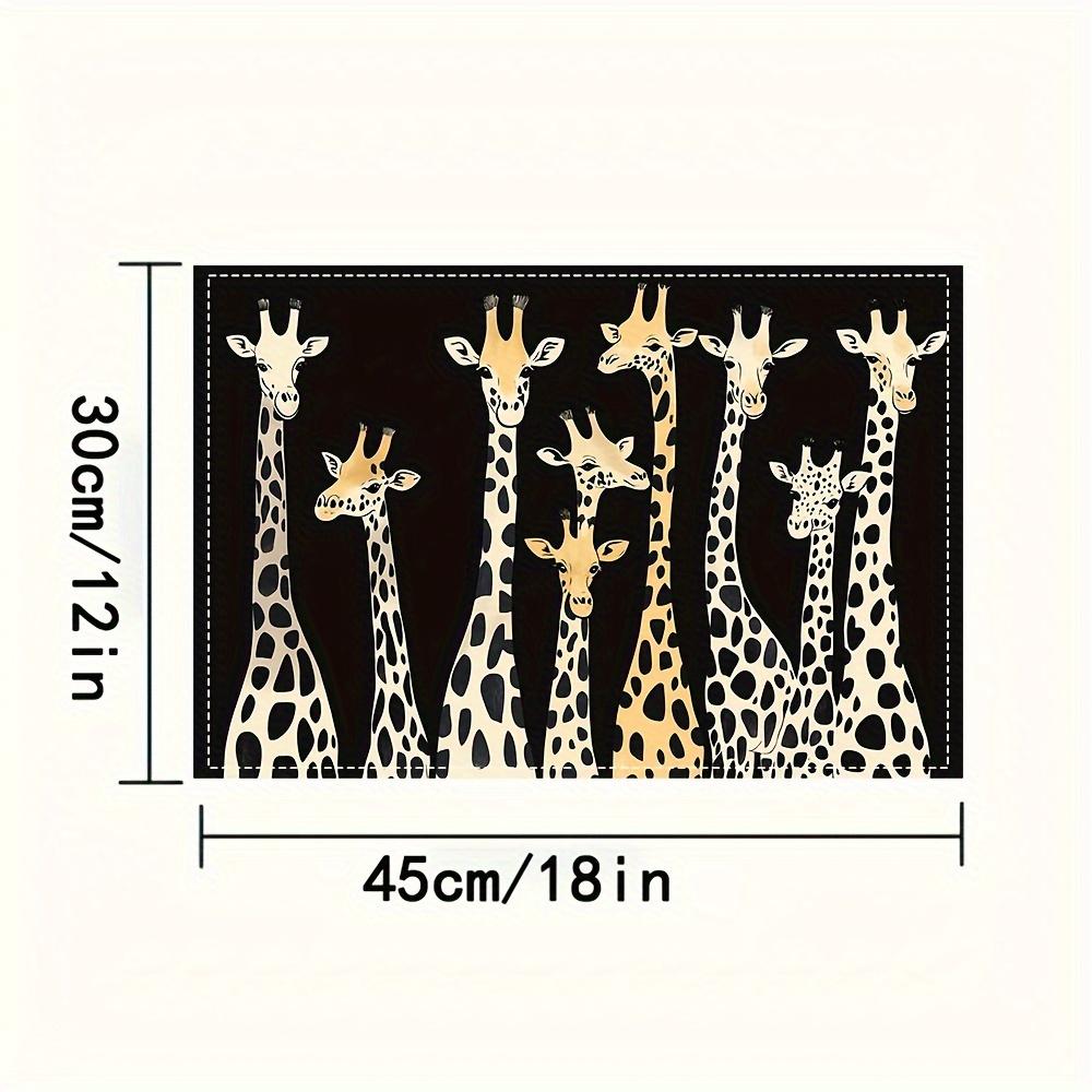 4 stuks Giraf Placemats, Imitatie Linnen Materiaal, Rechthoekig, Handwasbaar, 30,48 x 45,72 Inch, Geschikt voor Restaurant, Keuken, Feest, En Huis