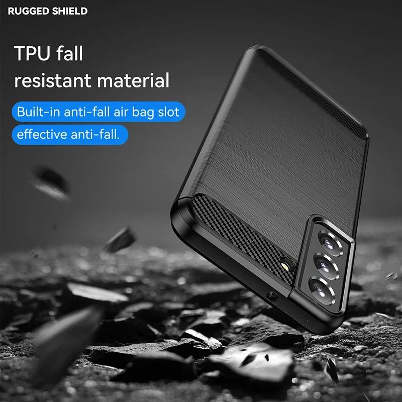 Carbon Fiber Texture TPU Case for Samsung Galaxy S23 Ultra S22 Plus S21 FE S20 S10 Note 20 10 Shockproof Protective Business Full Protection Cover