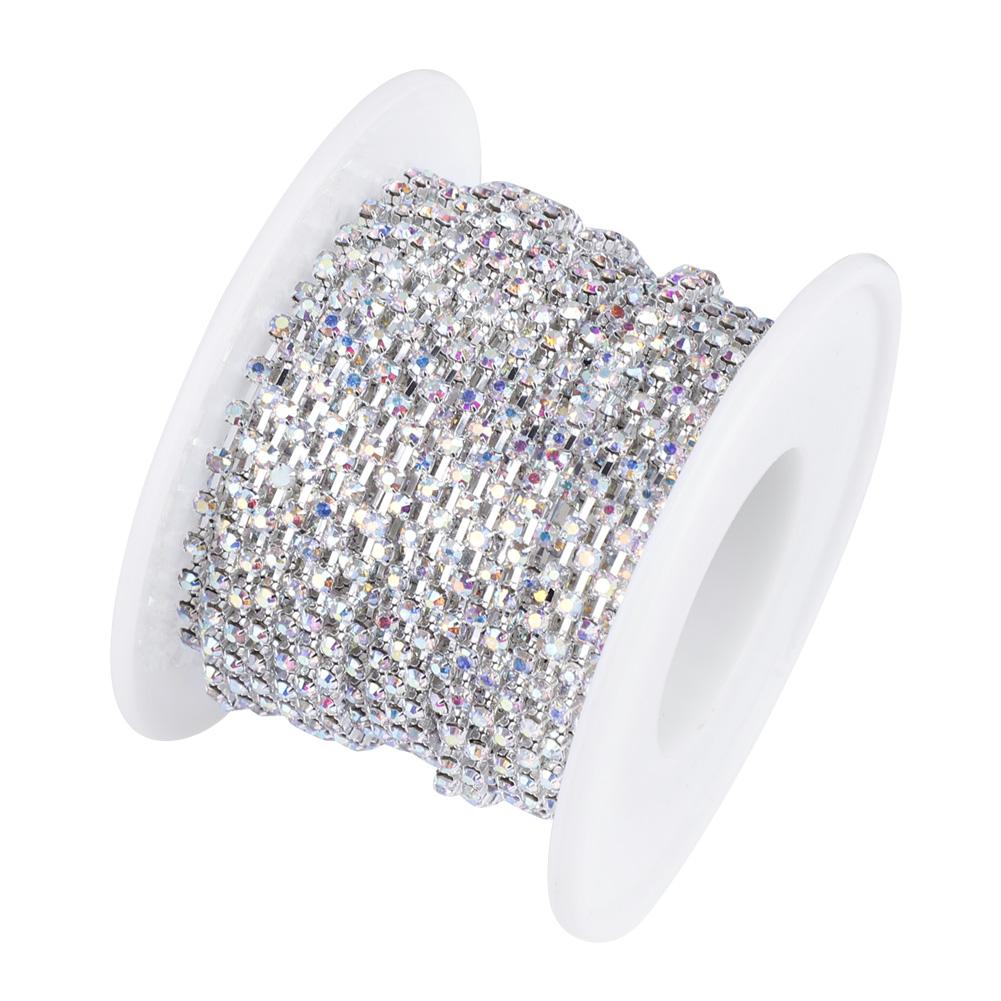 1 Roll Crystal Chain For Diy Necklace Wedding Decoration Accessories(ss6  Silver)