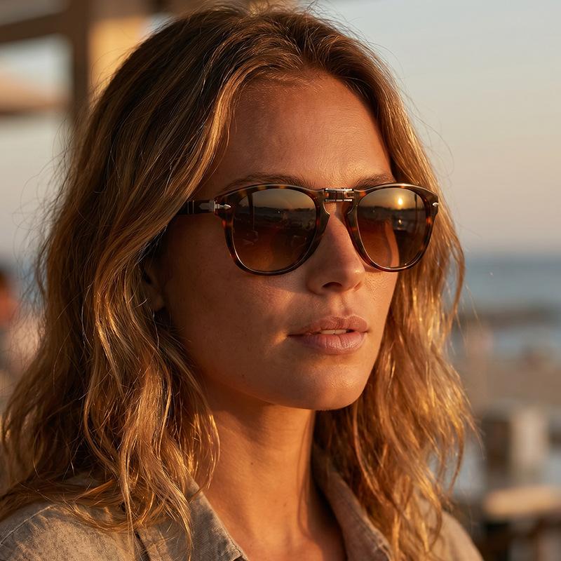 European and American double beam leopard print sunglasses women's retro driving sunshade sunglasses fashionable face small folding glasses