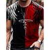 Men's 3d Eagle Pattern Muscle T-Shirt Red  White Bold Print Short Sleeve Round Neck Summer Streetwear Casual Tops Gift  Boyfrien