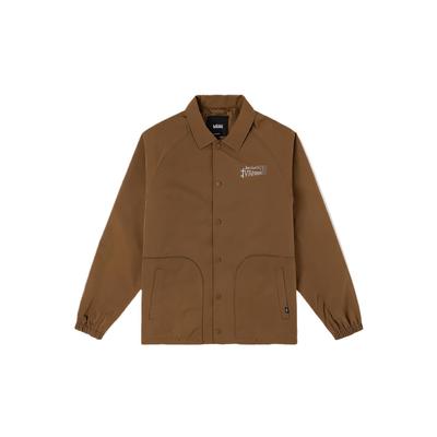 Comfortable Button-Down Collar Soft Raglan Long Sleeve Jacket Men Jackets Brown VN000NM60E0