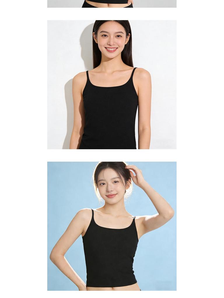 Backless Slim Fit Camisole: Thin Strap, Built-In Support, Versatile Inner Wear for Women