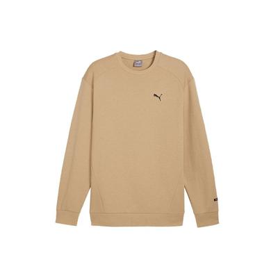 Solid Color Logo Casual Loose Knit Crewneck Sweatshirt Men Sweatshirt Khaki 681288-83