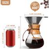 Pour Over Coffee Maker 27 OZ, 8 Cup Borosilicate Glass Drip Coffee Maker with Reusable Stainless Steel Filter and Cork Grip for Home Café 800 ML