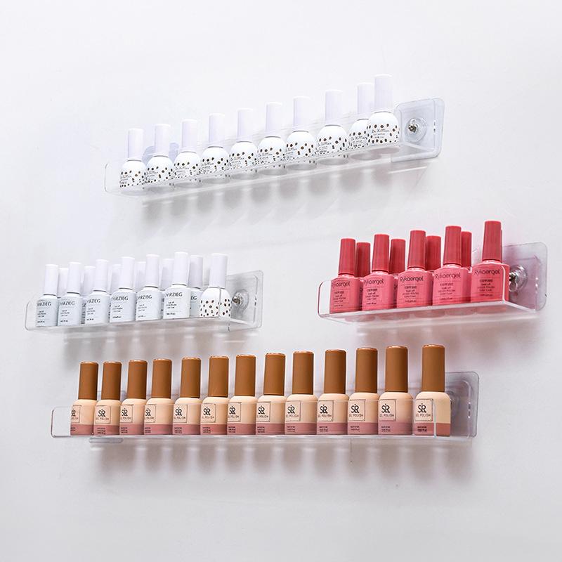 Acrylic Clear Nail Polish Cosmetic Display Rack Wall Mounted Storage Rack Punch-Free Organizer Stand Holder