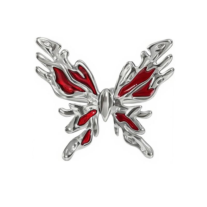 Red Enamel Dripping Oil Natal Year Dark High-End Open Ring Female Light Luxury Mori Niche Design Index Finger Ring