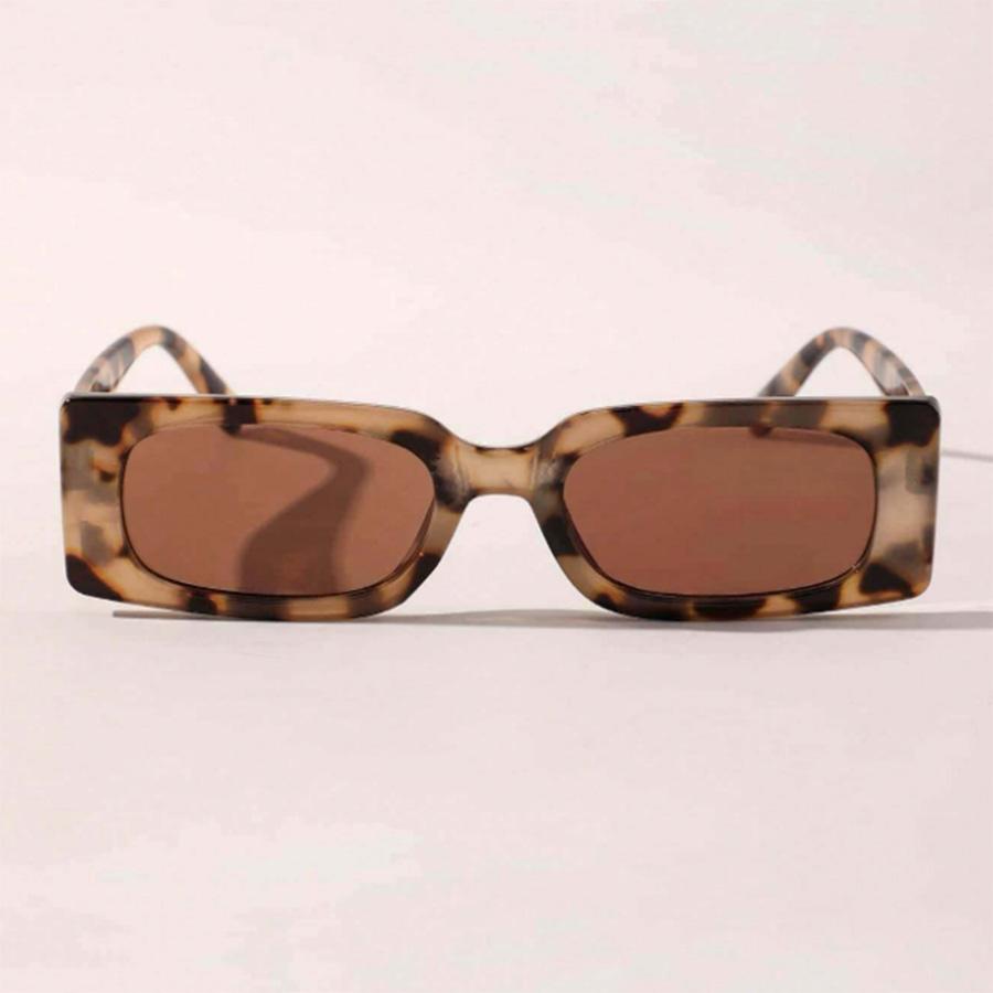 1pc Women Elegant Rectangular Leopard Frame Sunglasses For Outdoor Vacation Outfits Musical Festival Accessories