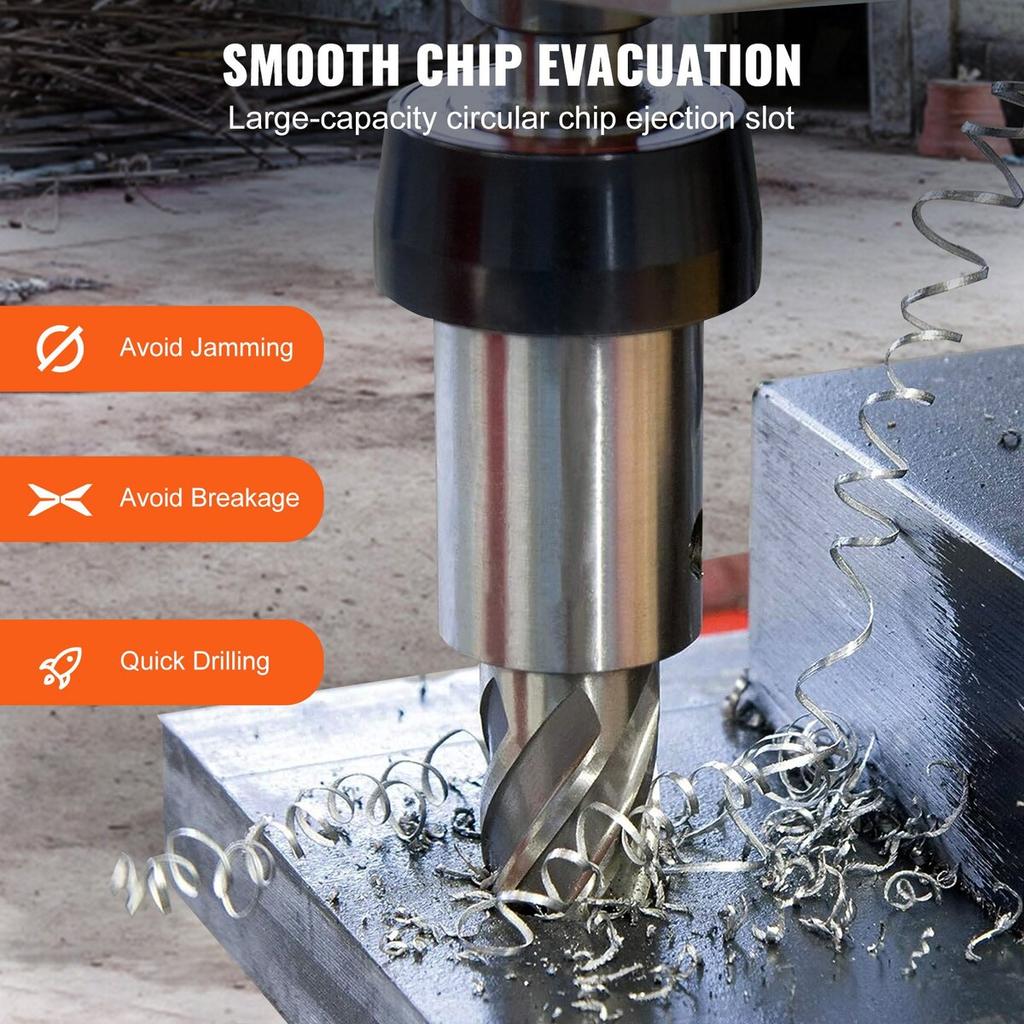 Annular Cutter Set, 13 pcs Weldon Shank Mag Drill Bits, 2" Cutting Depth, 7/16" to 1-1/16" Cutting Diameter, M2AL HSS, with 2 Pilot Pins, Hex Wrench