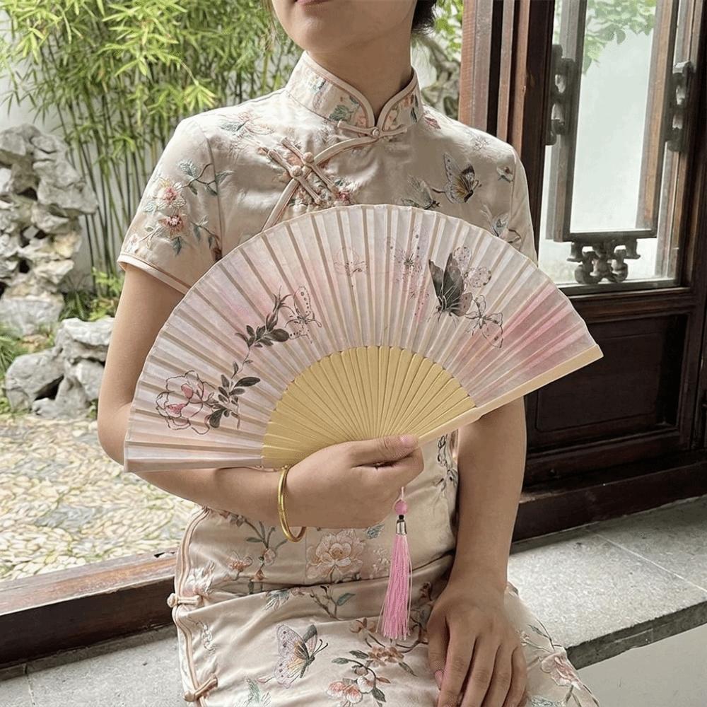 Classical Dance Fan Lotus Design Chinese Style Fan Portable Folding Hand Fan  Summer
