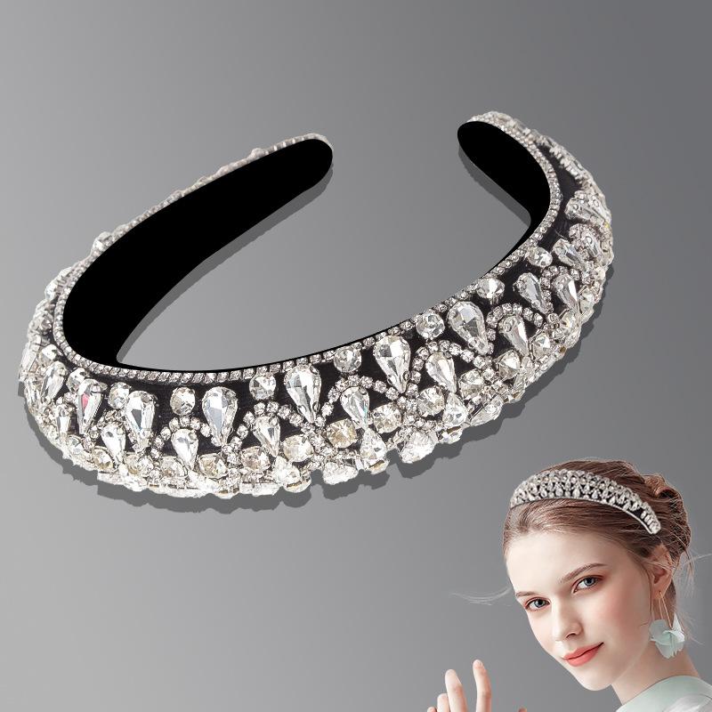 Europäische und amerikanische Mode Kristall Haarband Damen Barock Schwamm Strass Stirnband Haarschmuck