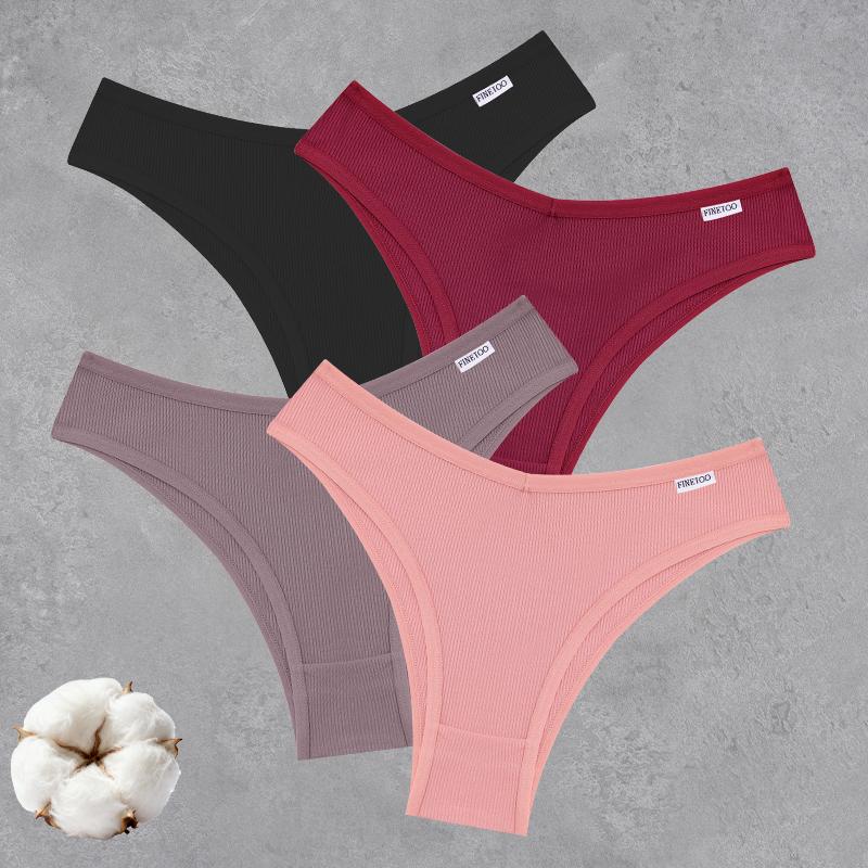 4PCS Seamless Cotton Bikini Panties For Women Sexy Low Waist Breathable Brazilian Pants Female Soft Intimate Lingerie