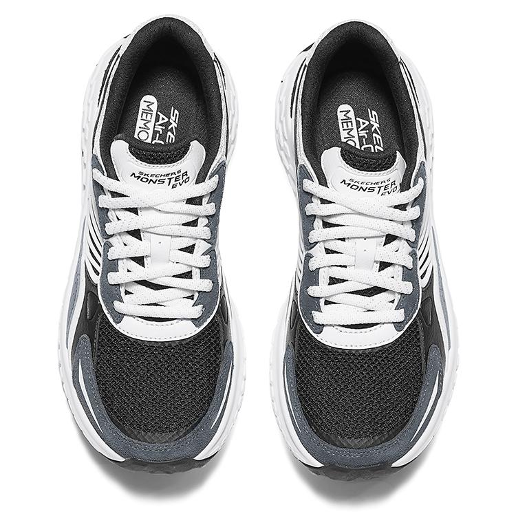 Skechers Monster Casual Shoes Comfortable Non-Slip Durable Low-Top Dad Shoes Women sneakers Black White 150682-BKW