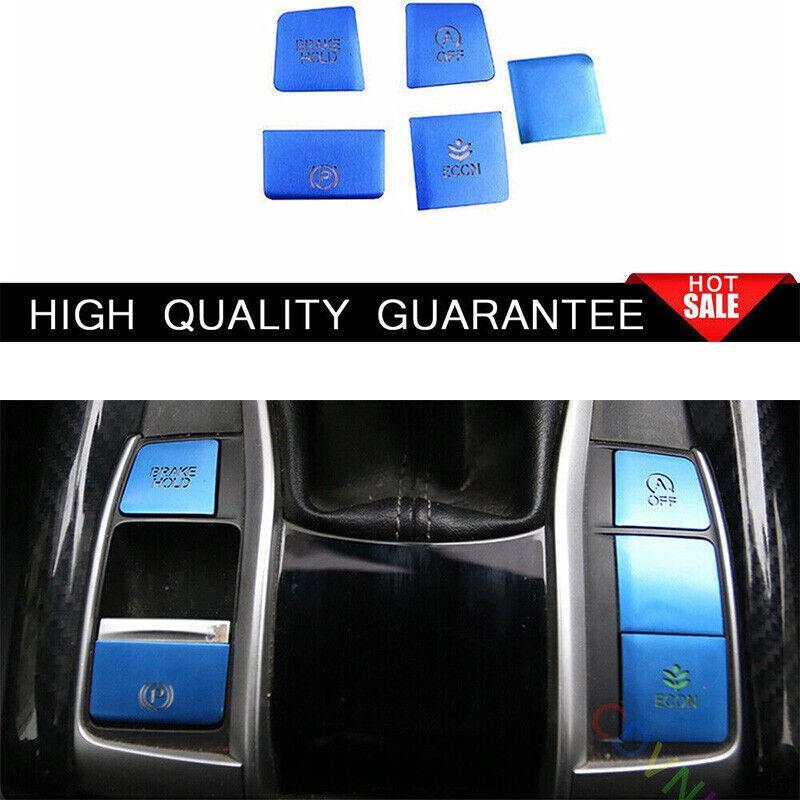 For Honda Civic 10th 2016-2021 Blue Aluminum Console Button Cover Sticker Trim