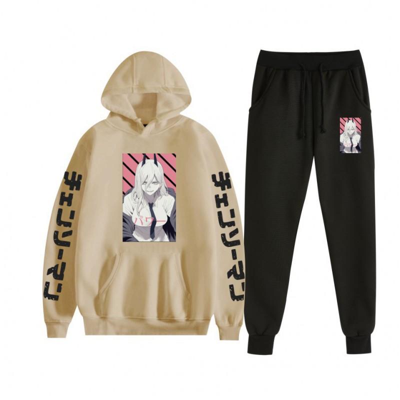 Chainsaw Man Couples Hoodie Sweatpants Set Long Sleeve Casual Outfit Men Women