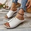 Summer new large size sandals platform fish mouth sewing line women's slippers crocodile pattern PU women's slippers