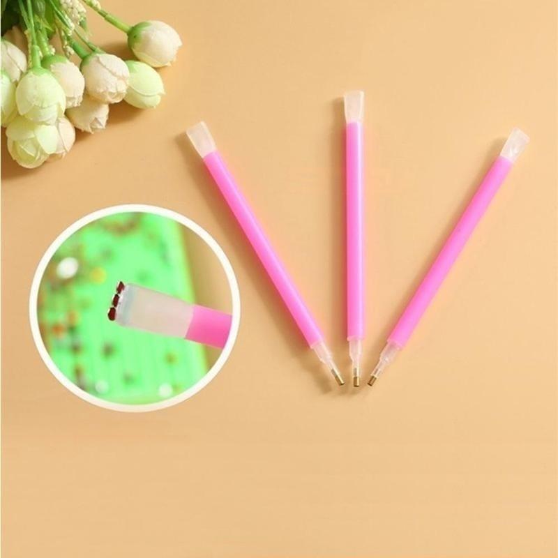 5Pcs/set  Pink Nail Art Rhinestone Gem Picker Pen Dotting Manicure Nail Art Tools