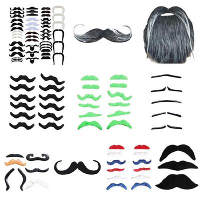 1-48Pcs Novelty Mustaches Beards Cosplay Costume Accessories for Men Women Halloween, Self Adhesive Mustaches