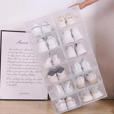 1/2/6PCS Dustproof Foldable Transparent Shoes Case Storage Box Thickened Drawer Case Shoe Boxes Stackable Box Shoe Organizer