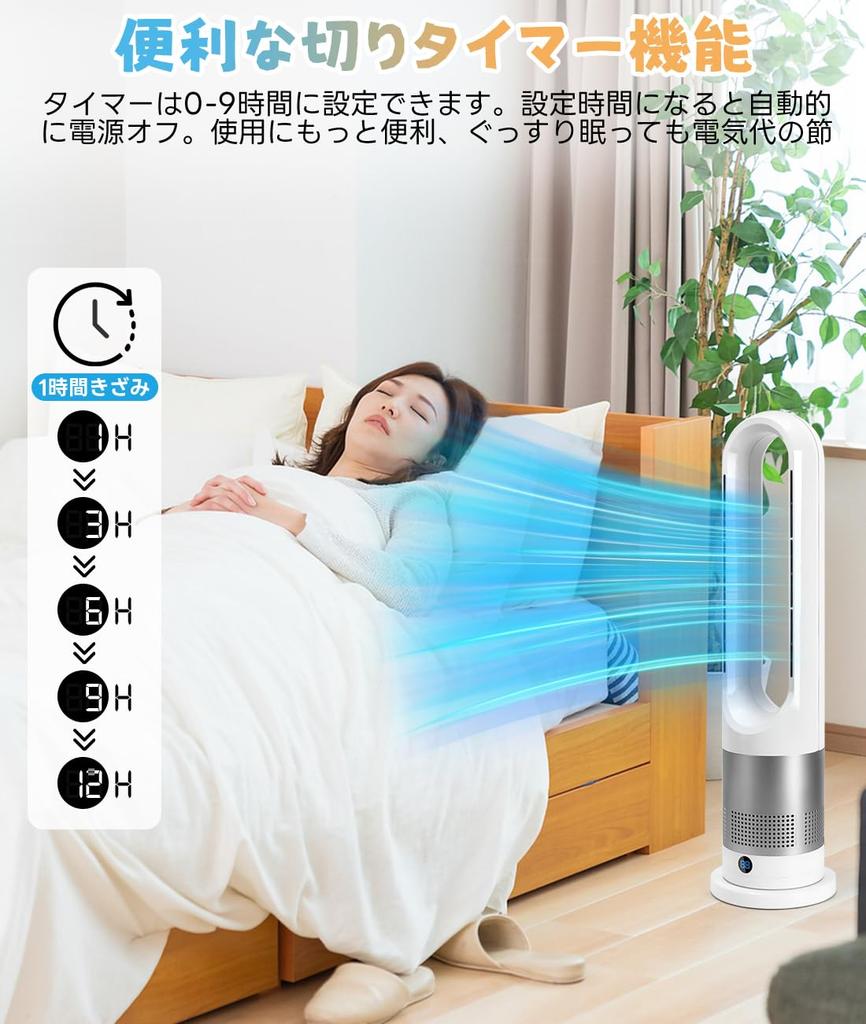 GHDVOP Bladeless Tower Fan & Ceramic Heater, Dual Use (Model UML-030JR) with Remote