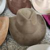 New Blue Suede Hat 7.5Cm Western Cowboy Women'S Fedora Hat Men'S Church Jazz Hat Fashion Travel Party Hat Denim Hat