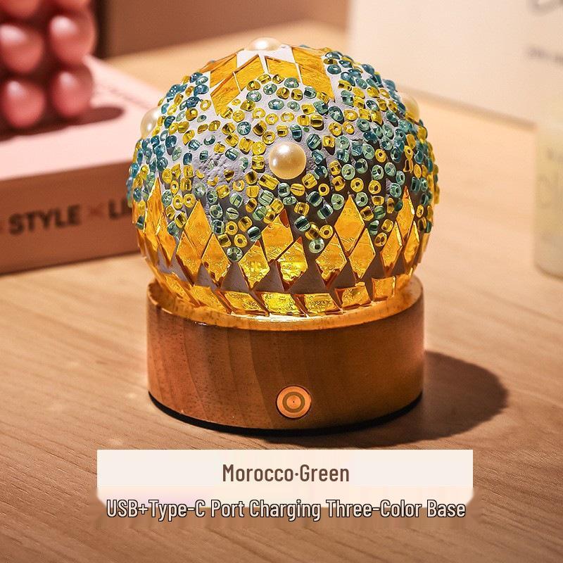 Bohemian LED Night Light - USB Rechargeable Moroccan Glass Lamp