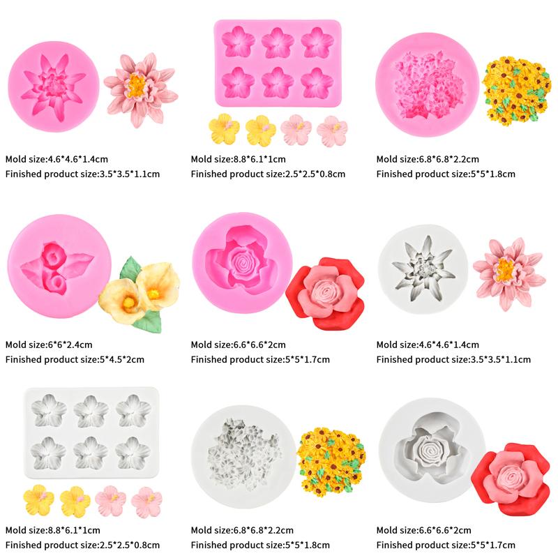 Mini Lotus Rose Kamelienblume Silikon Sugarcraft Form Keks Cupcake Schokolade Backform Fondant Kuchen Dekorationswerkzeuge