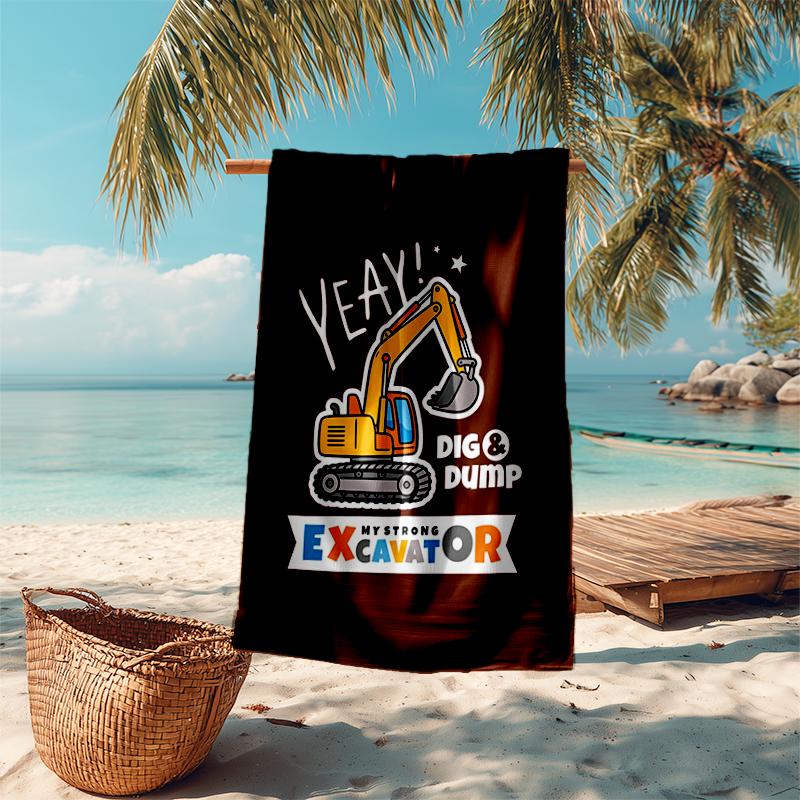 Ultra-weiches Strandtuch mit Bagger-Thema, Ideal für Pool - Camping, Tauchen - Perfekter Reisebegleiter, Lebendiges Strandtuch.
