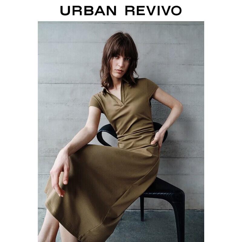 UR Women s V-Neck Pleated Waist Dress S