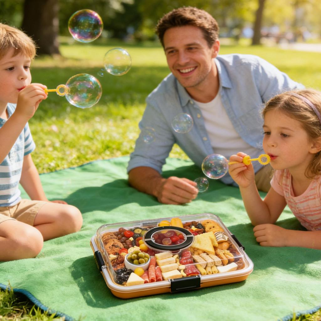 Sechsfächer-Lebensmittelschale | Tragbare Lebensmittel- und Snackschale, geeignet für Käse, Gemüse, Partys, Picknicks, Küchen zu Hause und Outdoor-Buffets.