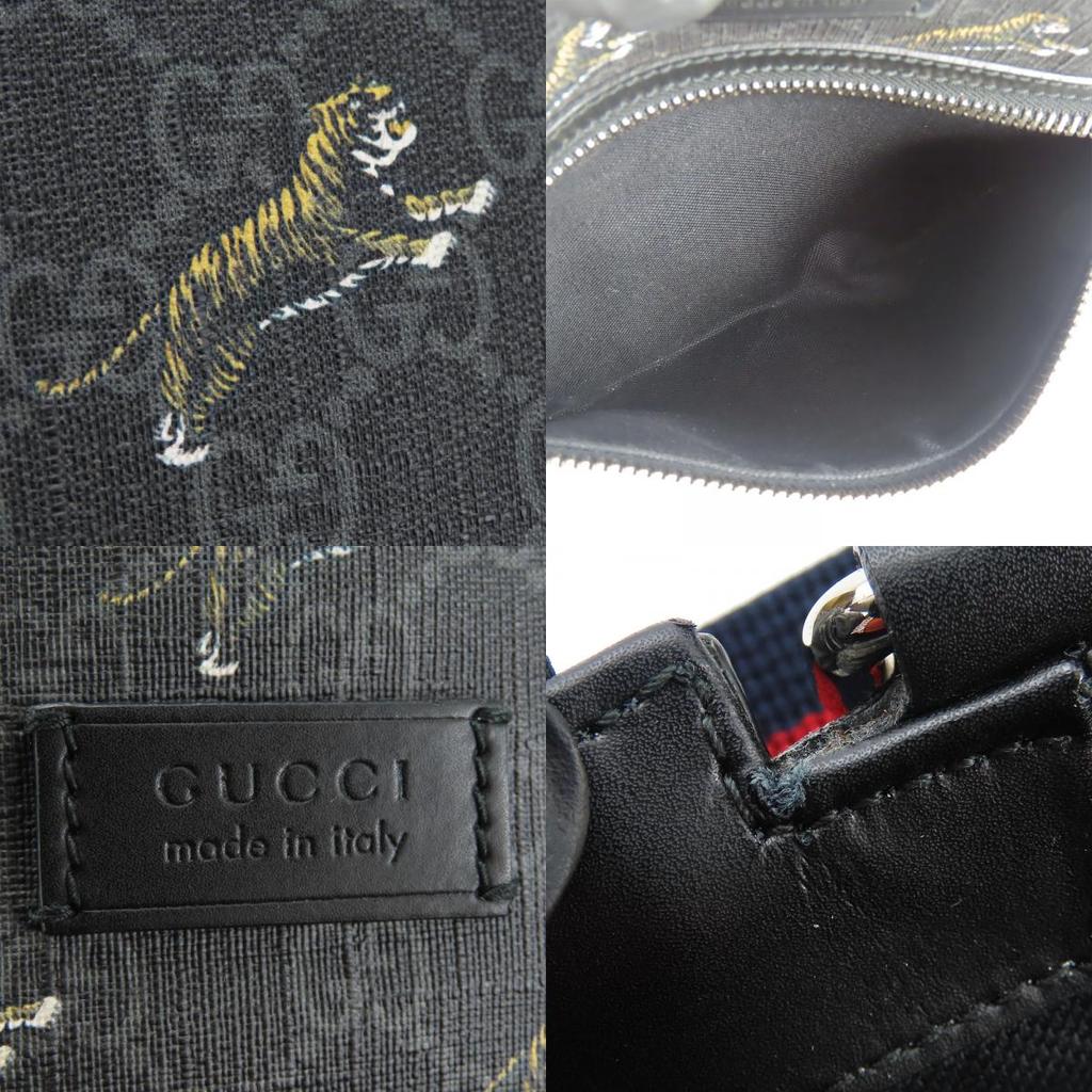 Used GUCCI Shoulder Bag 474137 GG Supreme Canvas Black Gray Dora