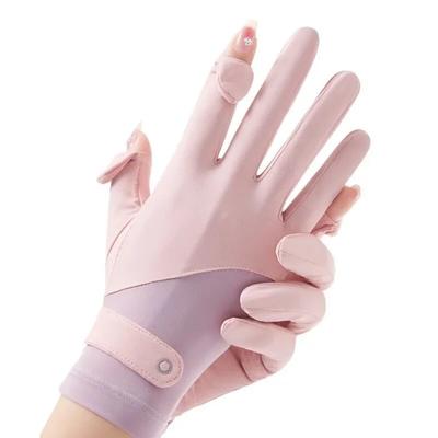 1 Pair Sun Protection Gloves Sunscreen Breathable Anti-UV Ice Silk Gloves For Outdoor Cycling Driving