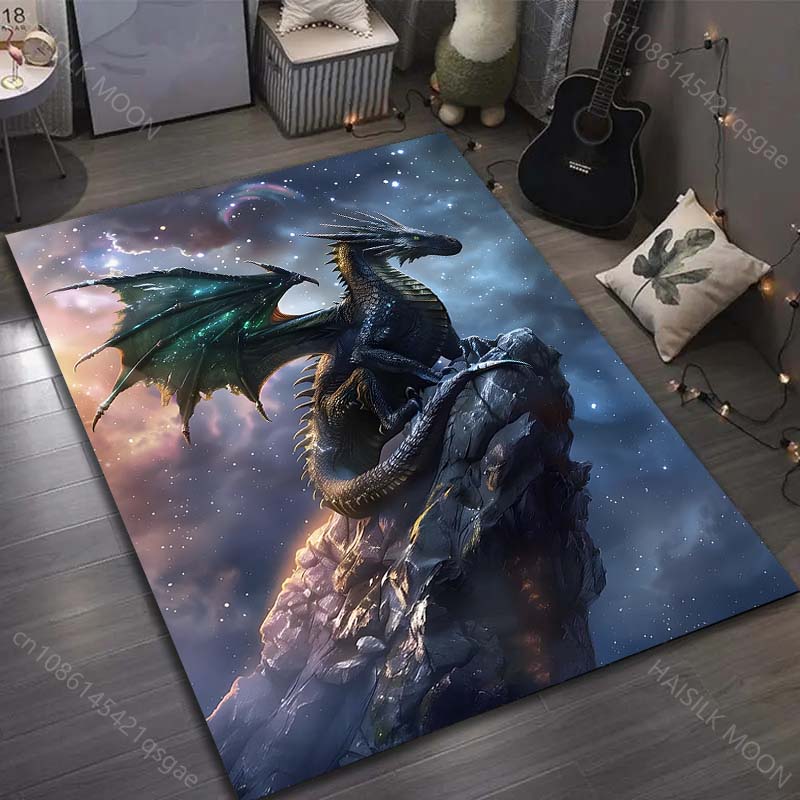 

1PC Dragon on peak, starry background Carpet for Living Room Bedroom Sofa Home Decor Rus Non-slip Floor Mat Luxury Gift 40cm x 60cm