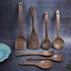 Wooden Kitchen Cooking Utensil Set,Wooden Soup Ladle,Walnut Wooden Spoons Spatula for Cooking 7pcs