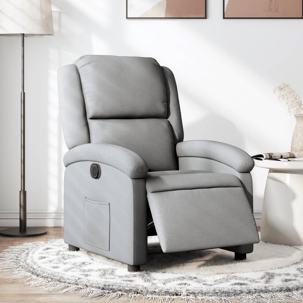 Vidaxl Sillón Eléctrico Reclinable, Gris Claro, Tapizado en Tela