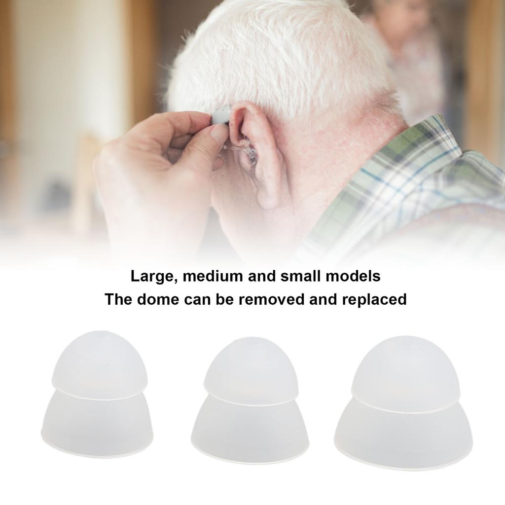 15pcs Hearing Amplifier Eartip 2 Layers Detachable Silicone Hearing Amplifier Accessories S M L White Transparent
